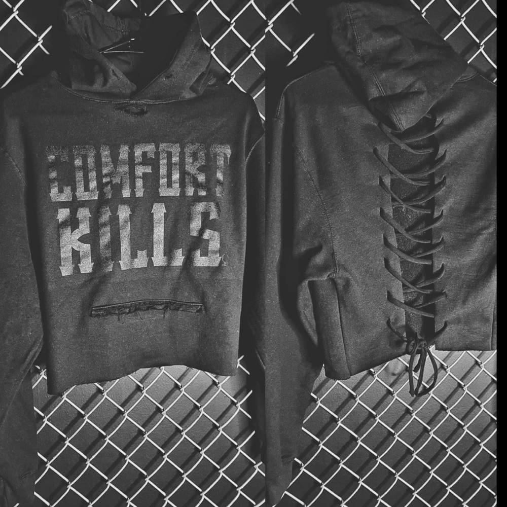NWOT Lace-up Back ‘Comfort Kills’ The Drive Hoodie